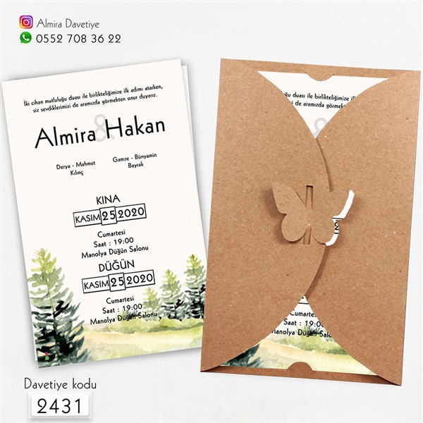 Kelebek Zarflı Davetiyeler | 2431 |