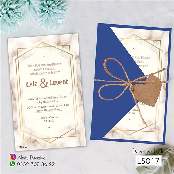 Üçgen Zarflı Lacivert Davetiye | 5017 |