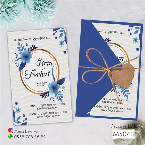 Üçgen Zarflı Lacivert Davetiye | 5043 |