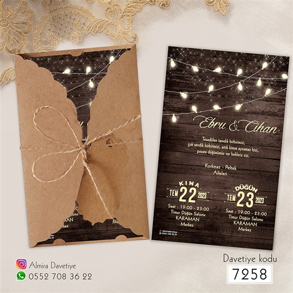 Burgu Zarflı Kraft Davetiye | 7258 |