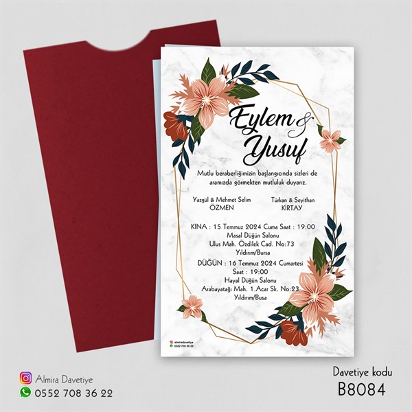 Kapalı Dik Bordo Zarf | B8084 |