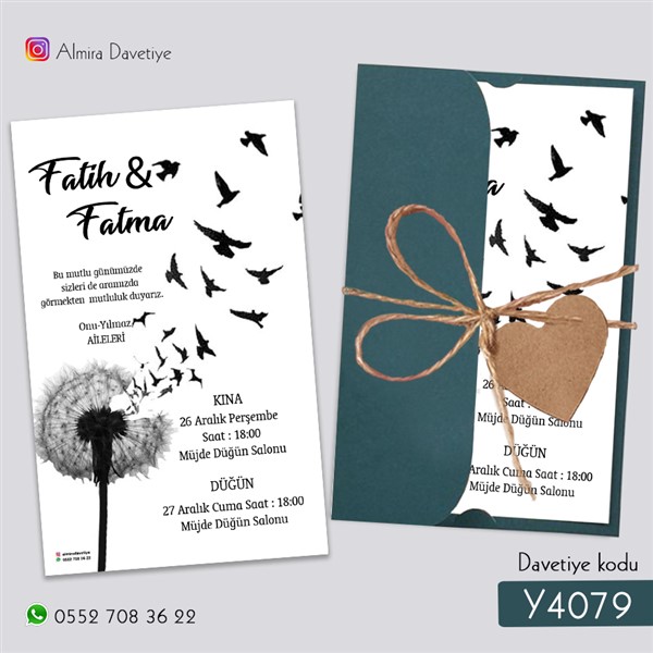 Yarım Kapak Yeşil Davetiye | y4079 |