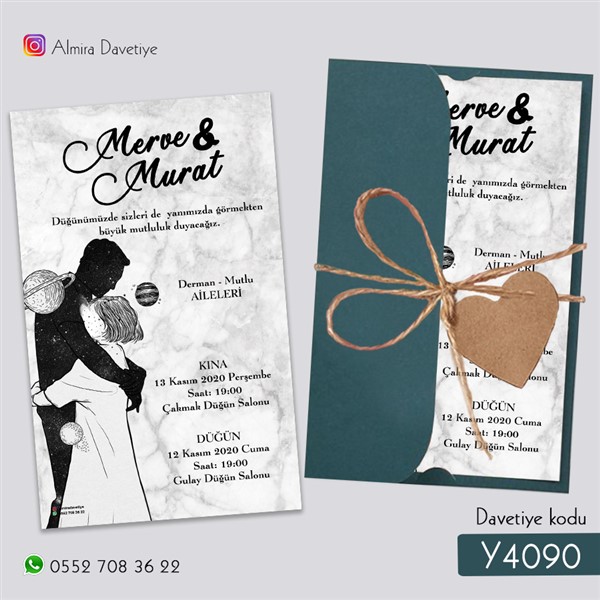 Yarım Kapak Yeşil Davetiye | y4090 |