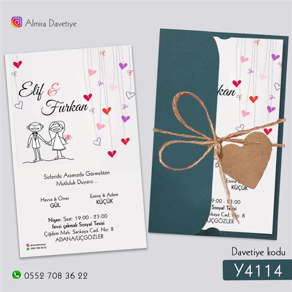 Yarım Kapak Yeşil Davetiye | y4114 |