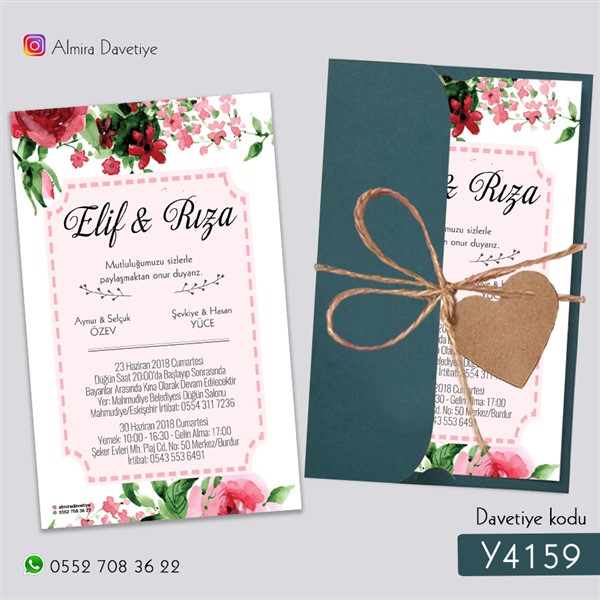 Yarım Kapak Yeşil Davetiye | y4159 |