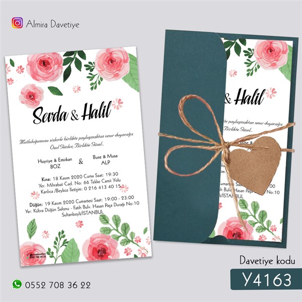 Yarım Kapak Yeşil Davetiye | y4163 |