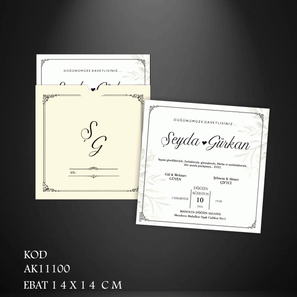 Açık Krem Davetiye | AK11101