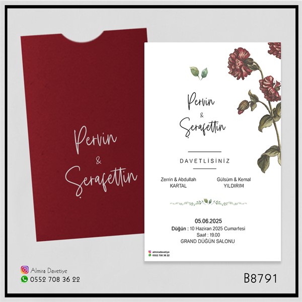 Kapalı Dik BORDO Zarf | B8791