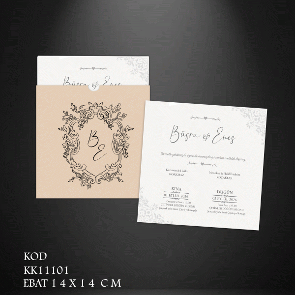 Kare Koyu Krem Davetiye | KK11101