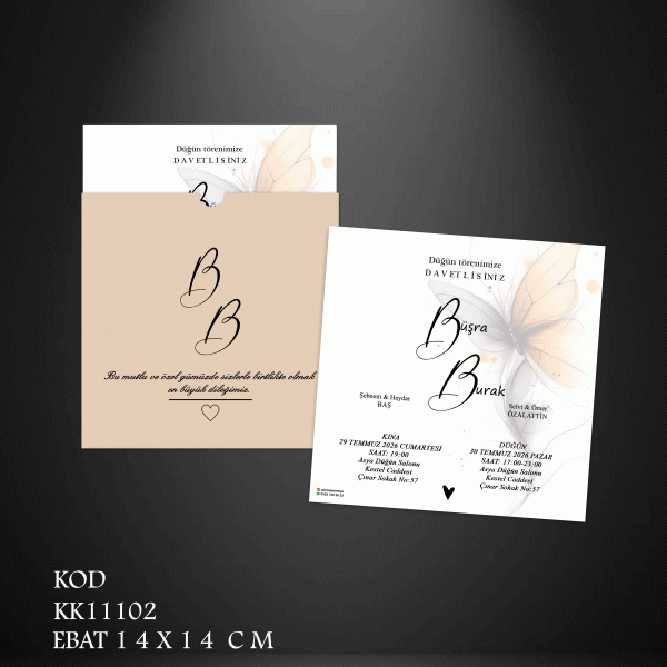Kare Koyu Krem Davetiye | KK11102