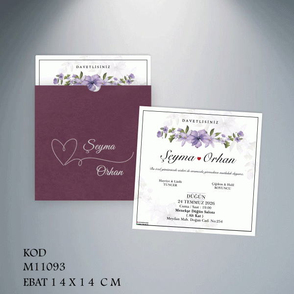 Kare Mor Davetiye | M11093