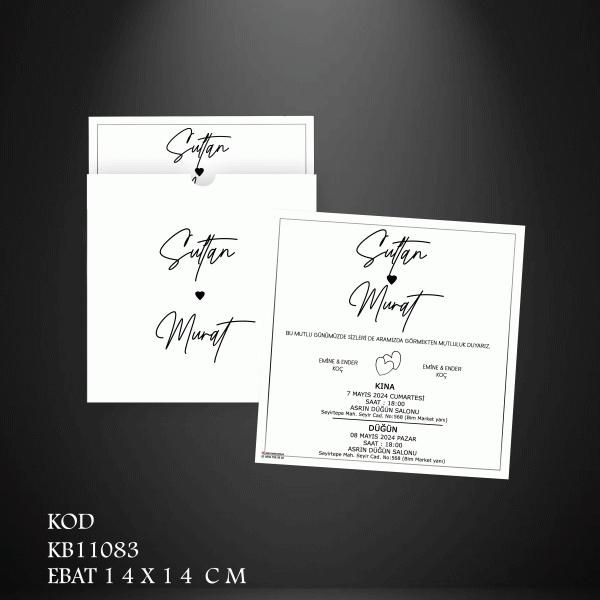 Kare Beyaz Davetiye | KB11083 |