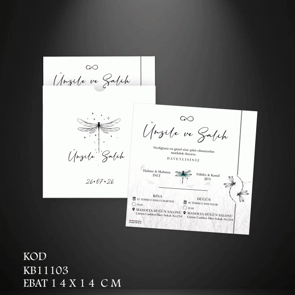Kare Beyaz Davetiye | KB11103